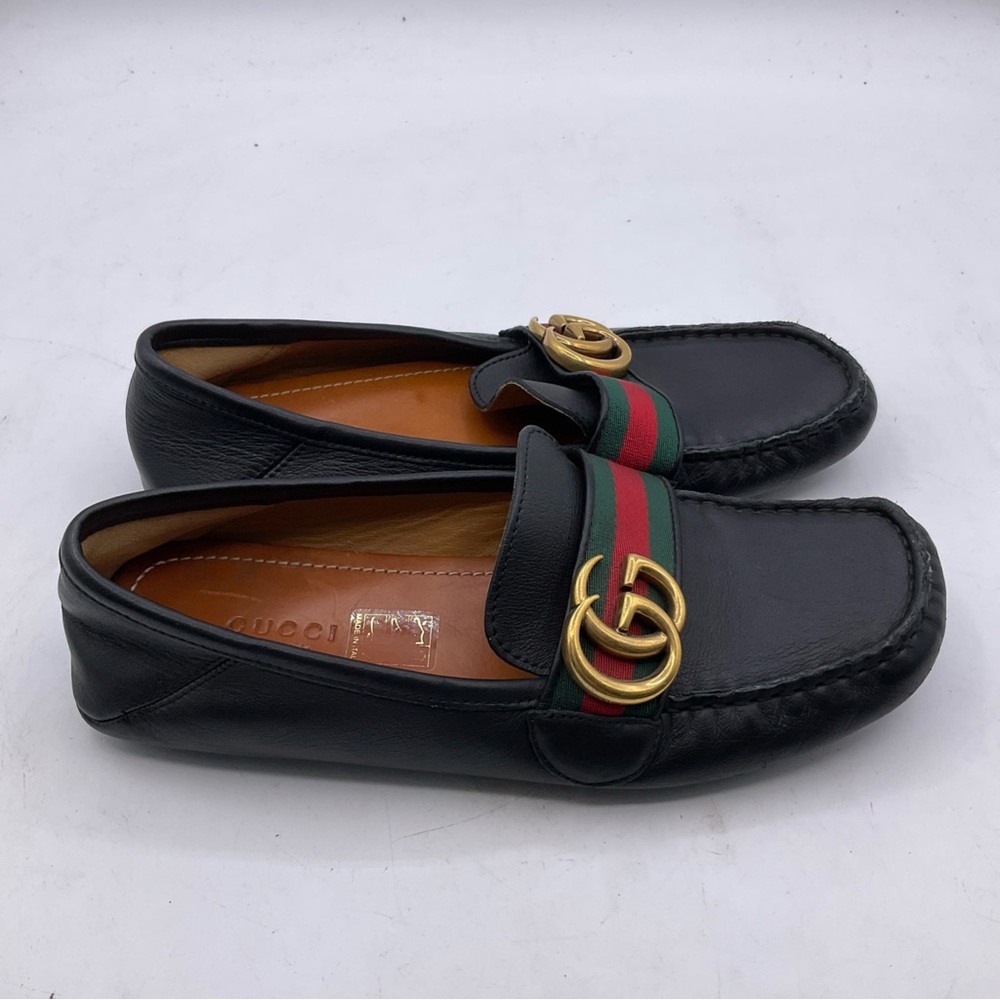 Gucci GG Marmont/Shelly Line/Double G Web Leather Loafers 454638 Size 5 - Picture 4 of 16